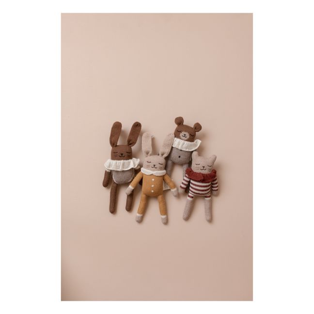 Cat Soft Toy in Striped Romper | Terracotta