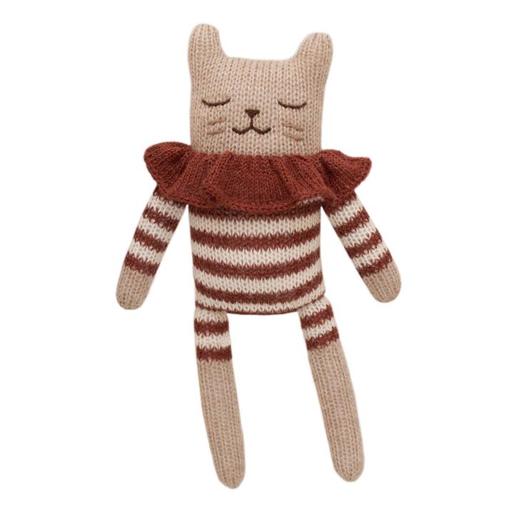 Cat Soft Toy in Striped Romper Terracotta- Product image n°0