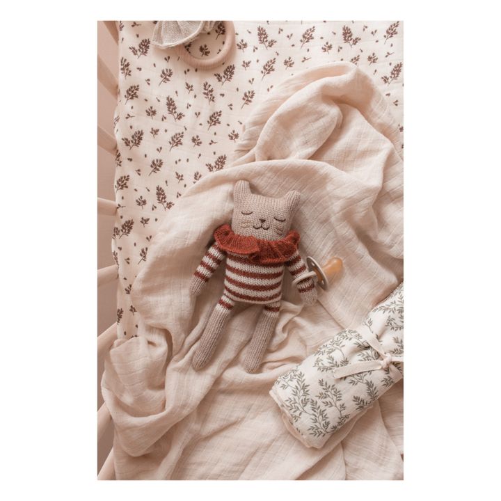 Cat Soft Toy in Striped Romper Terracotta- Product image n°1