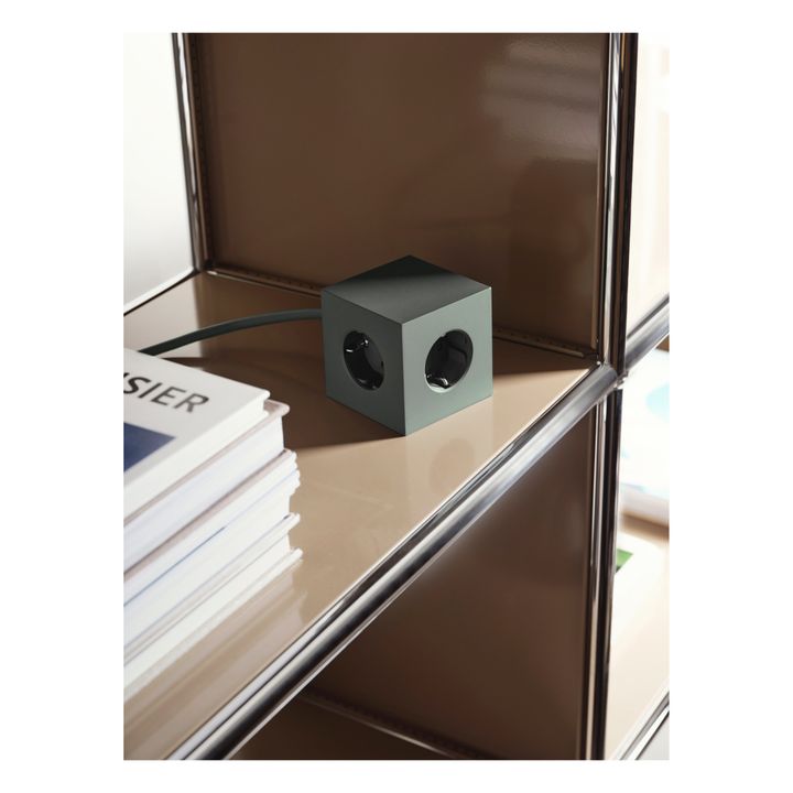 Alargador Square 1 con enchufe USB Verde Kaki- Imagen del producto n°5