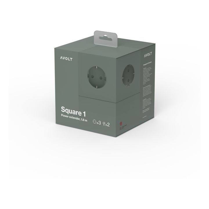 Prolunga, modello: Square 1, con presa USB | Verde militare- Immagine del prodotto n°6