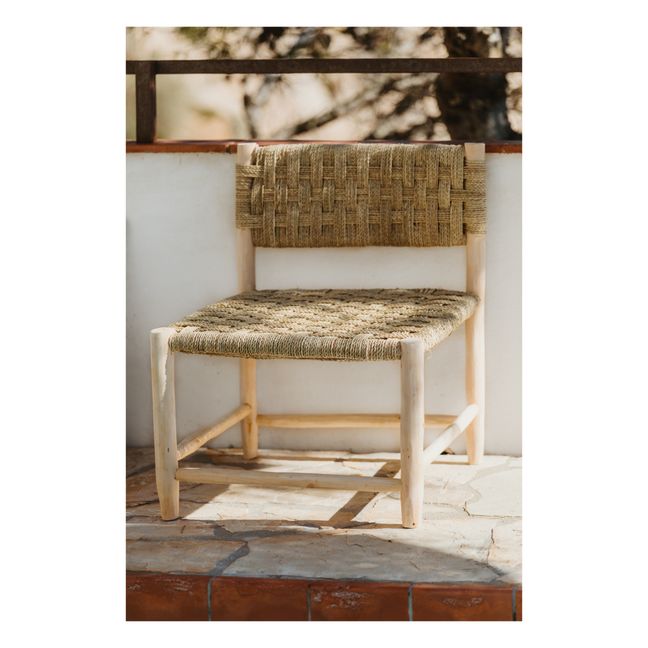 Palm Leaf and Raw Wood Chair