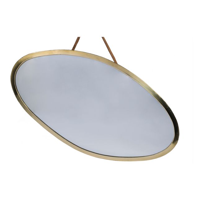 Oval Brass Mirror - 68 x 35 cm | Gold