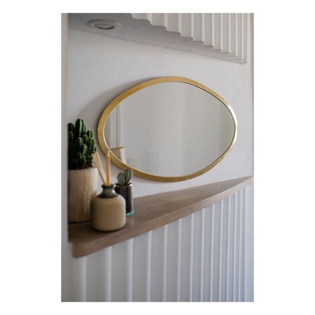 Miroir ovale en laiton - 82 x 50 cm  | Doré