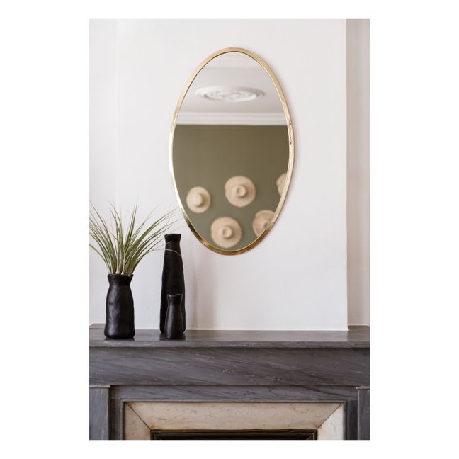 Miroir ovale en laiton - 82 x 50 cm  | Doré