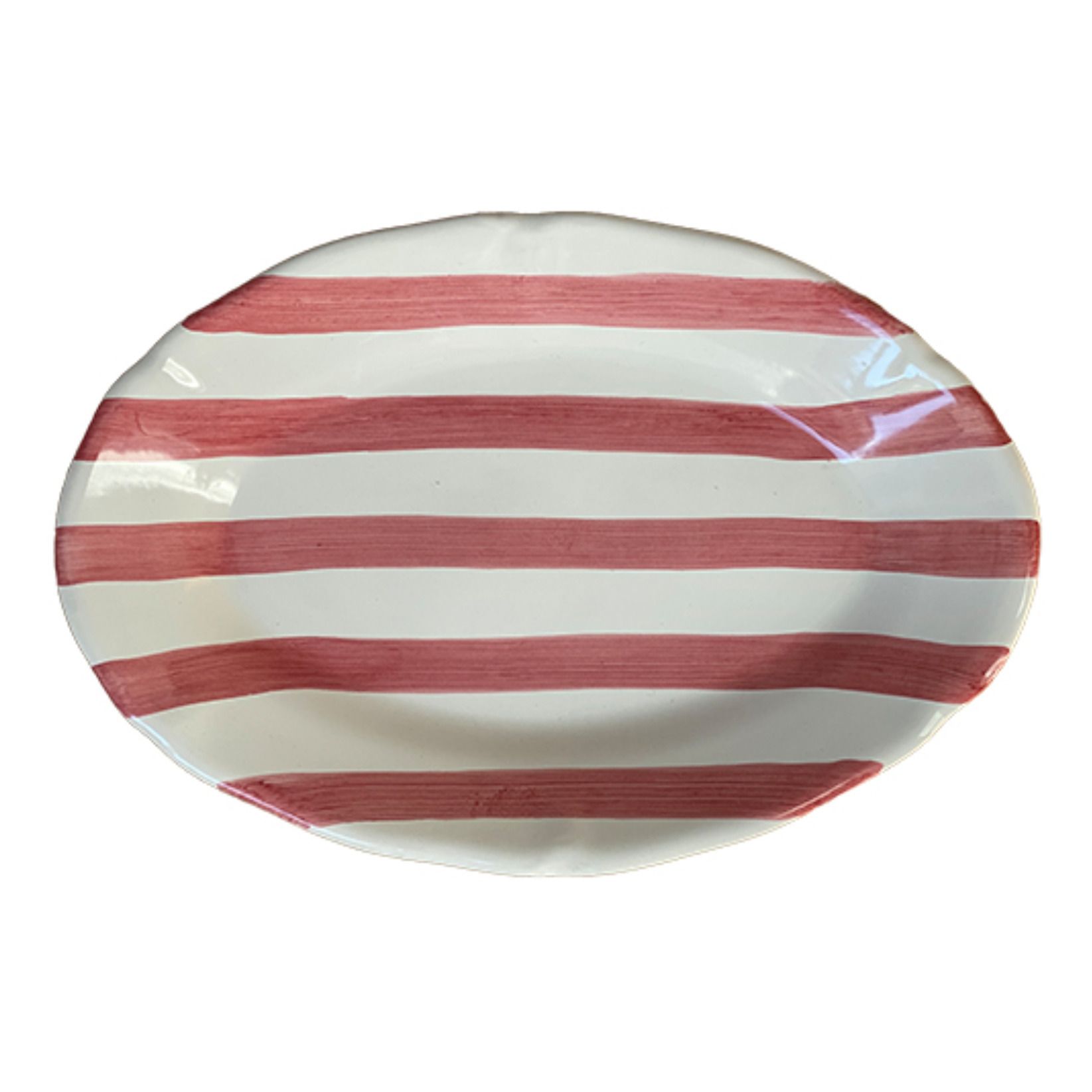Popolo - Plat ovale rayures - 35 cm - Rose