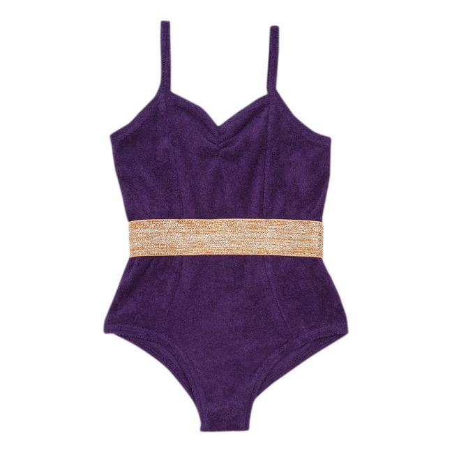 Disco One Piece Terry Cloth Swimsuit  Purple