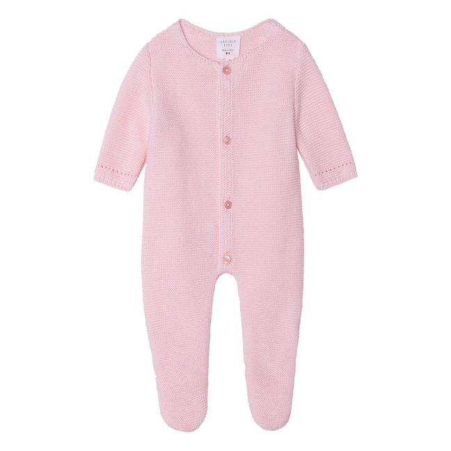 Organic Cotton Knit Footed Jumpsuit Pink