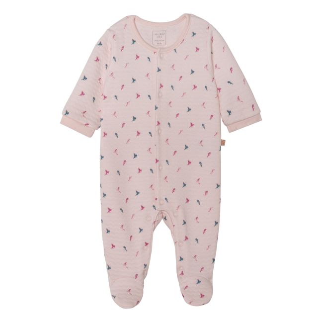 Birds Organic Cotton Footed Pyjamas Soft pink