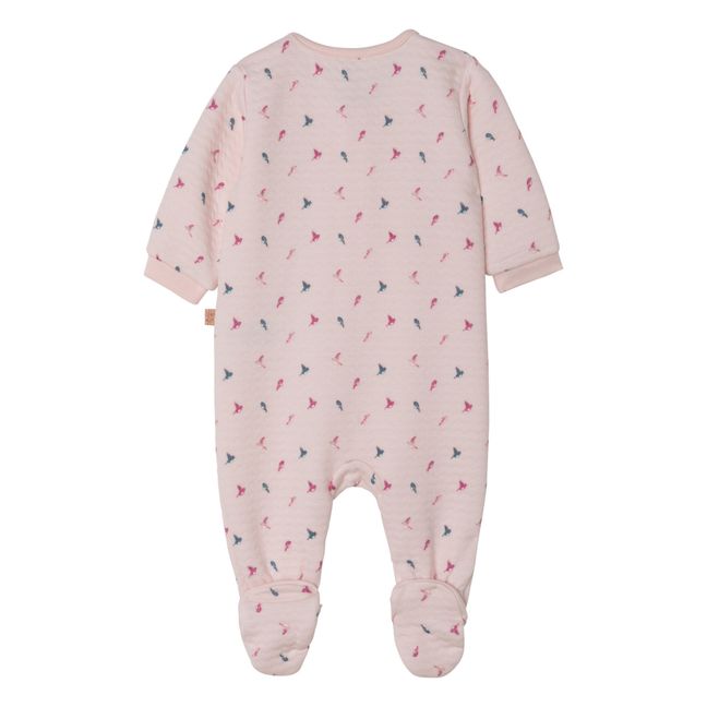 Birds Organic Cotton Footed Pyjamas Soft pink