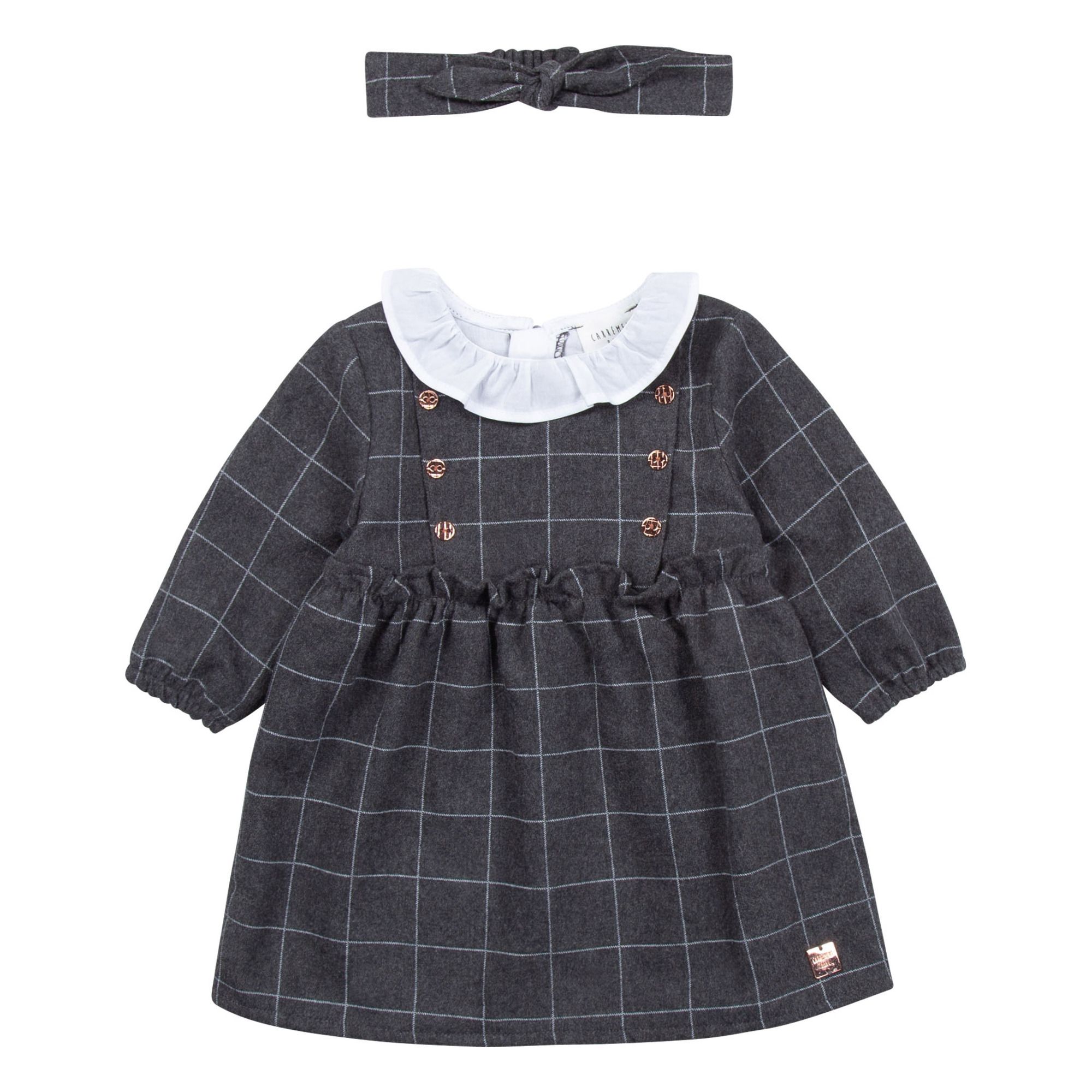 Carrement Beau - Robe + Headband Flanelle Carreaux - Fille - Gris