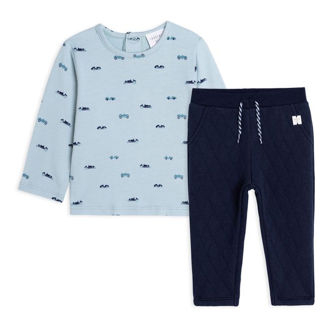Car Organic Cotton T-shirt and Jogging Bottoms Navy blue