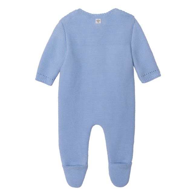 Organic Cotton Knit Footed Jumpsuit Light blue