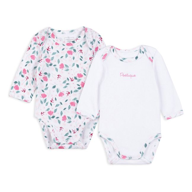 Set of 2 Floral Organic Cotton Baby Grows Pink