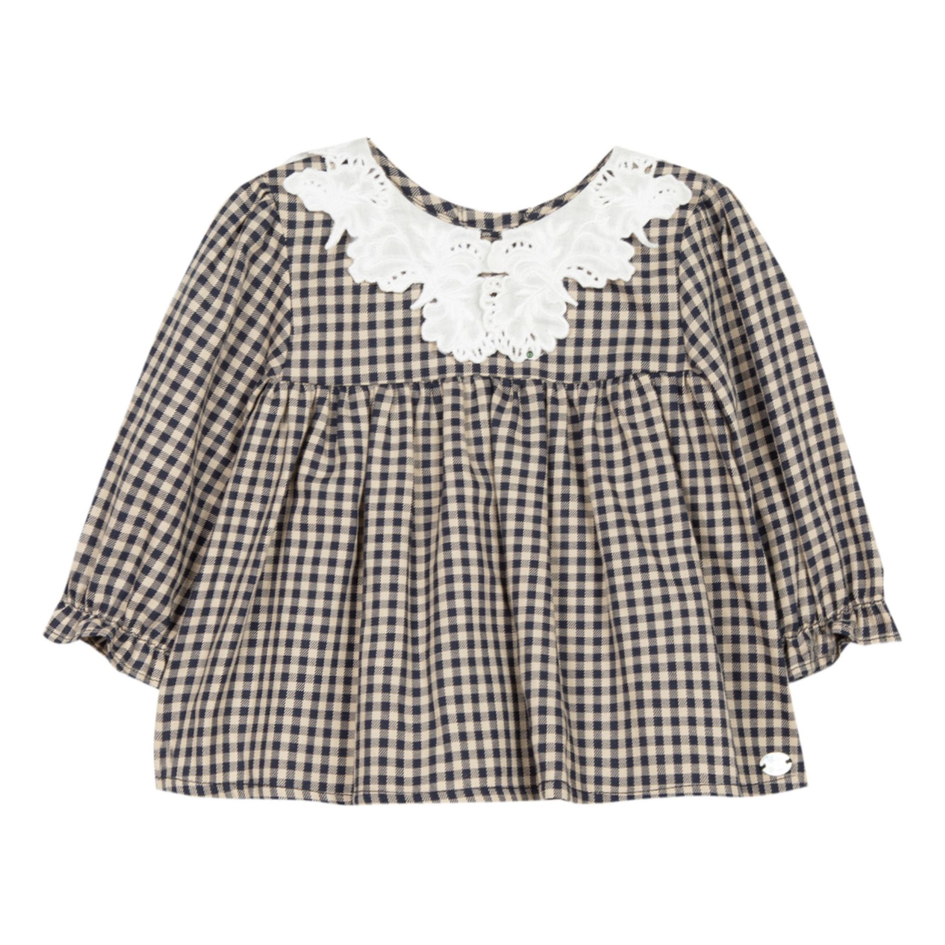 Tartine et Chocolat - Blouse Vichy Col Brodé - Fille - Bleu marine