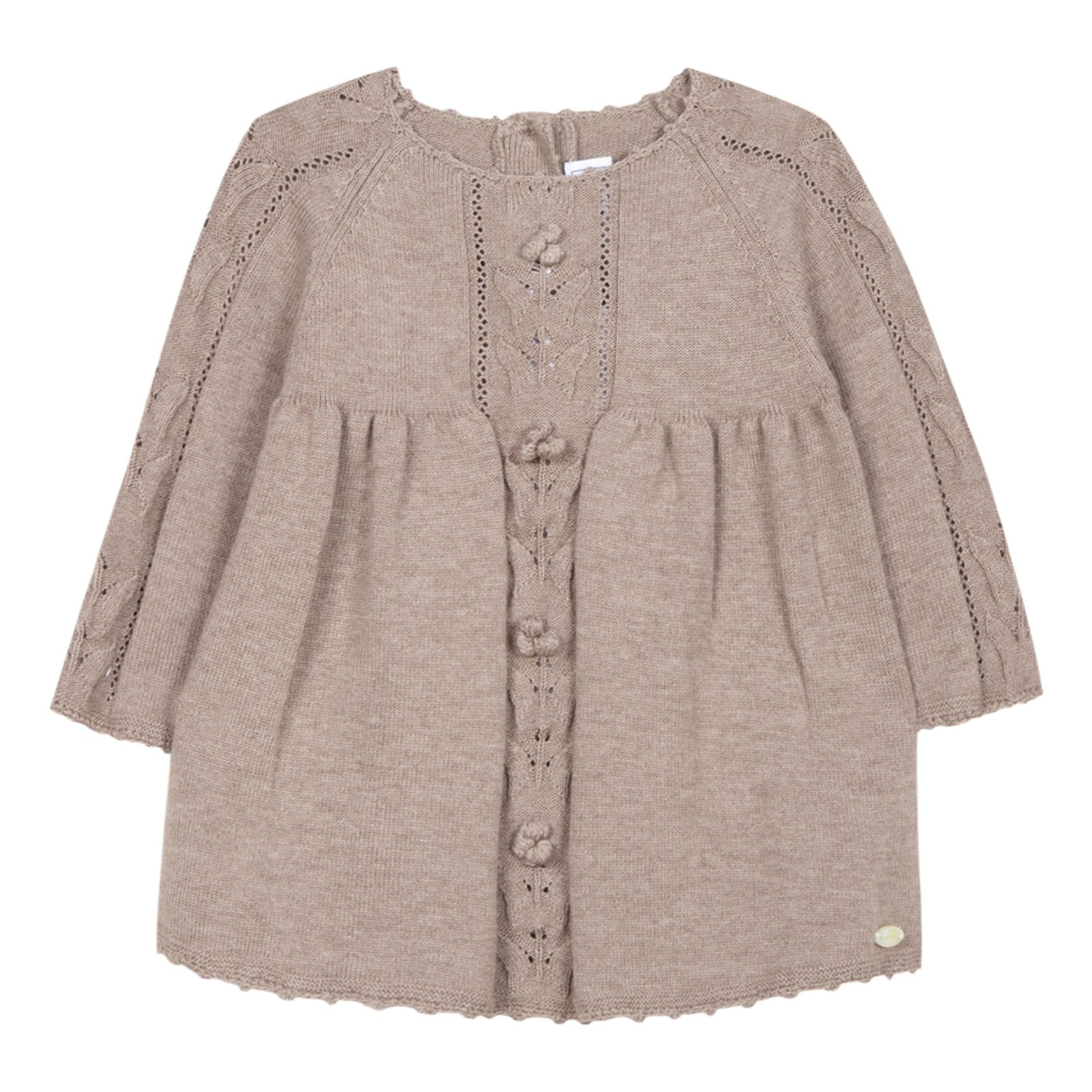 Tartine et Chocolat - Robe Coton et Laine Pompons - Fille - Taupe