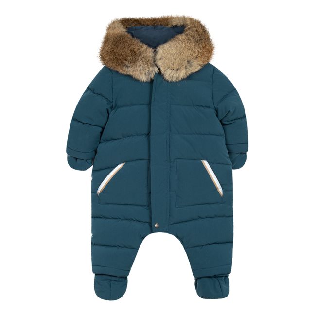 Snowsuit with Fur Lined Hood Grey blue
