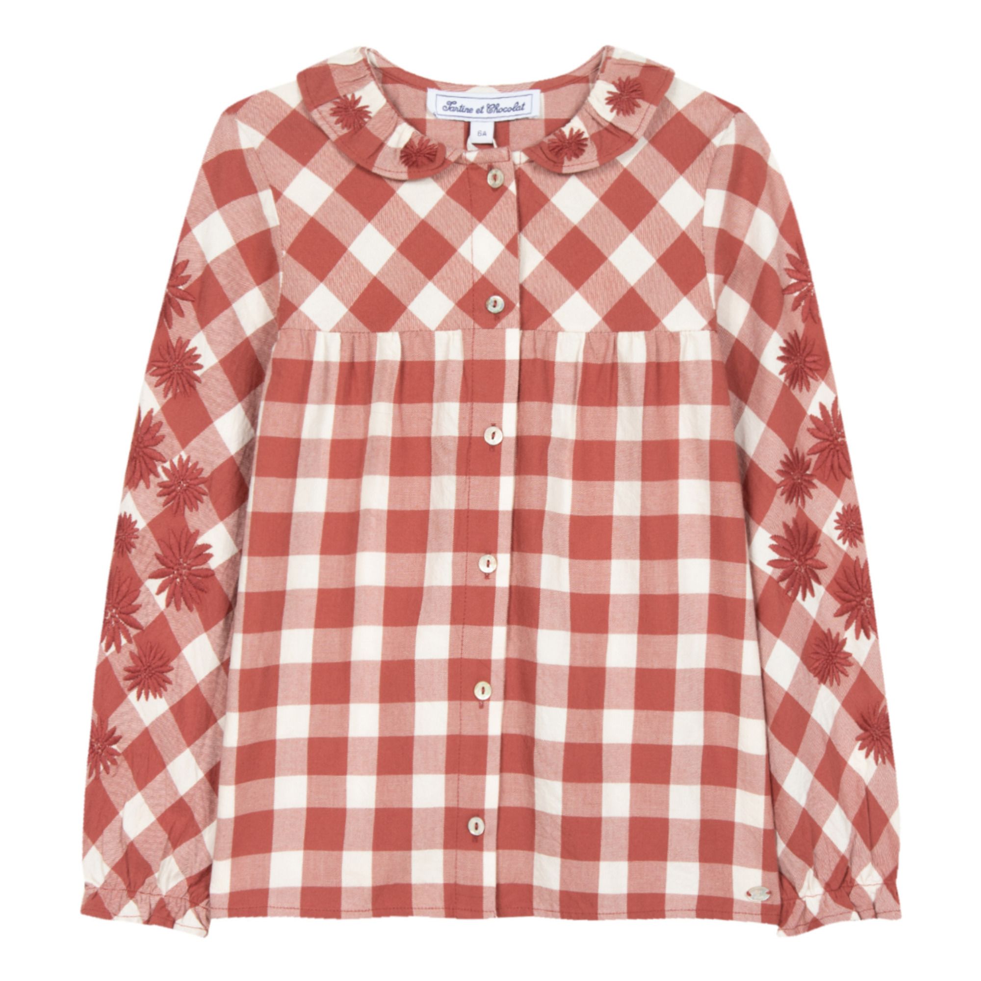 Tartine et Chocolat - Blouse Carreaux Brodée - Fille - Rouille