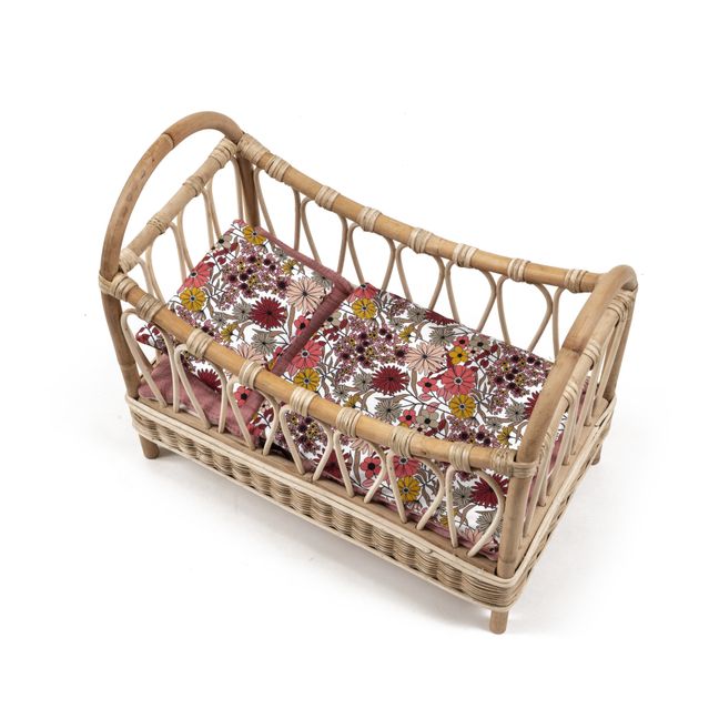 Jambi Flora Rattan Doll’s Bed and Accessories