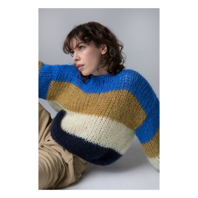 Colour Block Mohair and Wool Jumper Electric blue