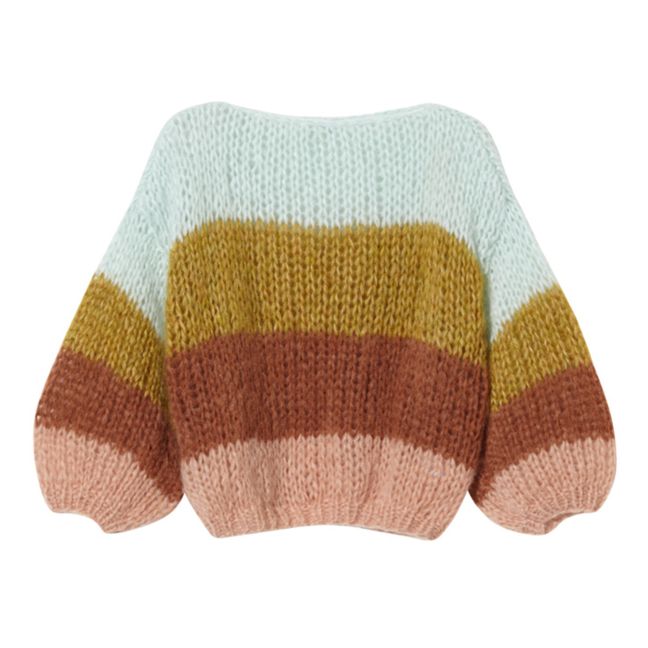 Pullover Color Block Mohair und Wolle Karamel