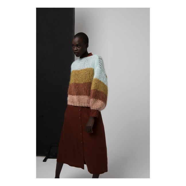 Colour Block Mohair and Wool Jumper | Caramel
