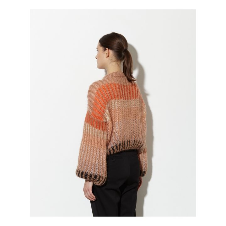 Pull, modello: Delicate Brioche, a righe, in mohair e lana | Arancione- Immagine del prodotto n°3
