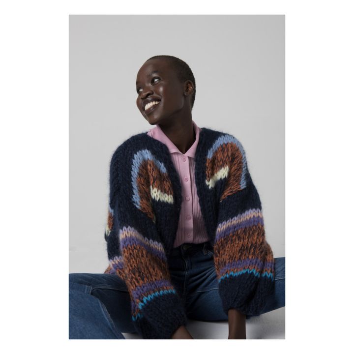 Maiami - Big Stripes Galore Mohair and Wool Cardigan - Navy blue