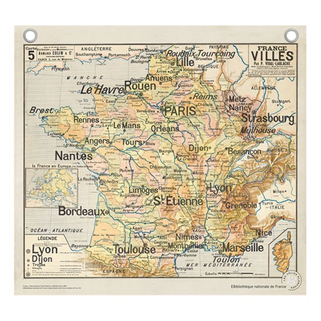 Cartina della Francia - città - Vidal Lablache
