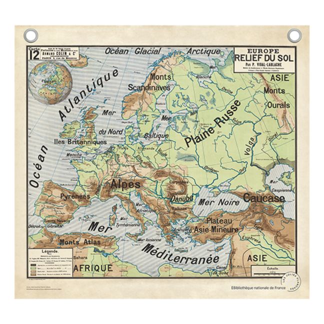 Mapa físico de Europa - Vidal Lablache