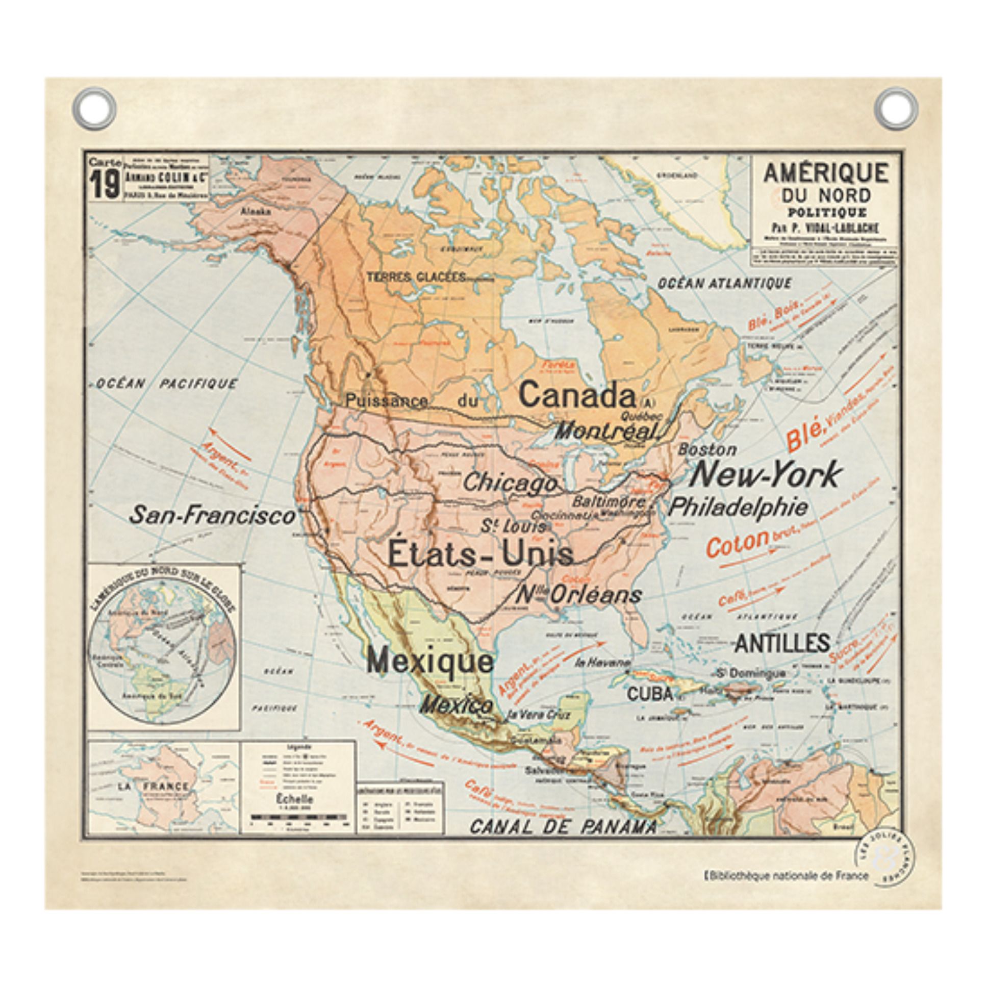 North America Political Map - Vidal Lablache- Product image n°0