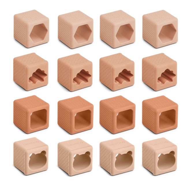 Blocs de constructions Loren en silicone - Set de 16 Rose
