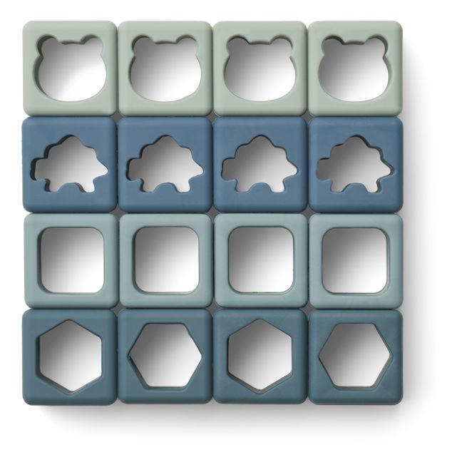 Loren Silicone Building Blocks - Set of 16 Pale blue