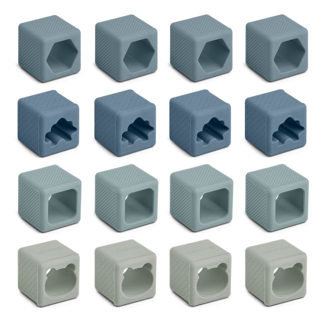 Blocs de constructions Loren en silicone - Set de 16 Bleu pâle
