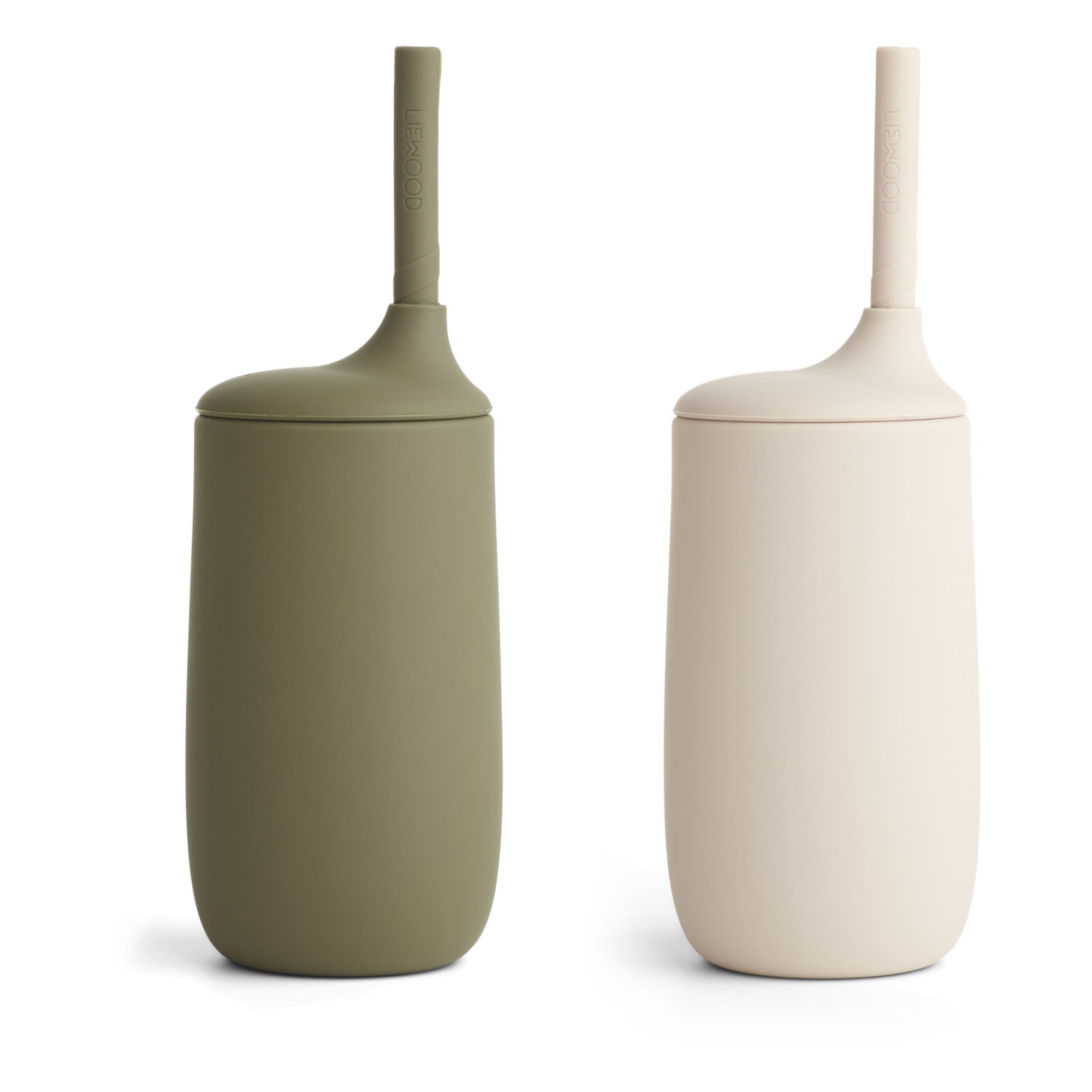 Liewood - Gobelet avec paille Dylan en silicone - Set de 2 - Vert kaki