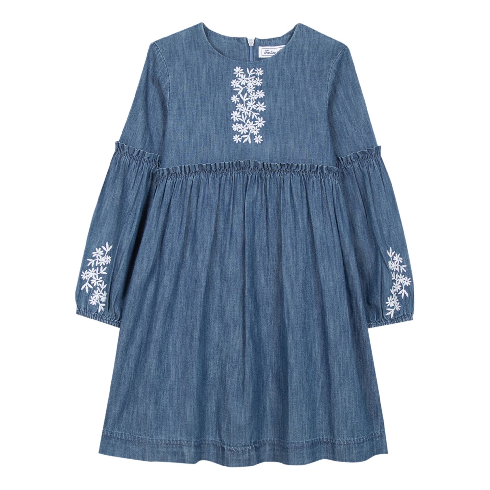 Tartine et Chocolat - Robe Chambray Brodée - Fille - Bleu jean