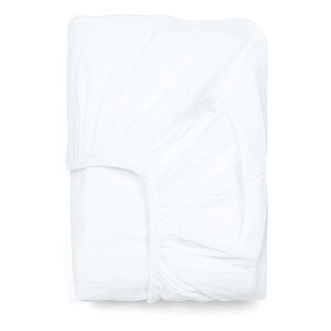 Drap-housse Dili en voile de coton | Blanc