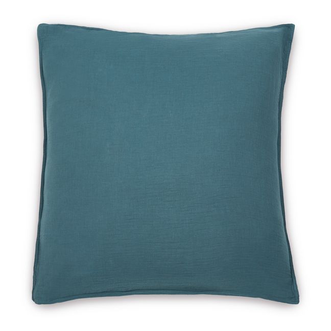 Funda de almohada Dili de velo de algodón | Azul
