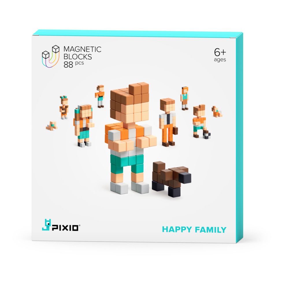 PIXIO - Jeu de construction magnétique Happy Family - Multicolore