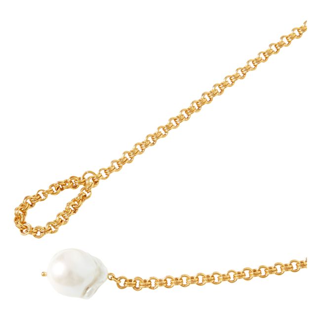 Collar Cadena de perla natural | Dorado