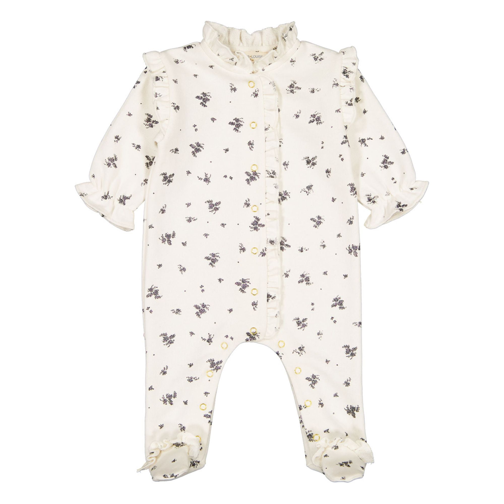 Pommette Fleece Footed Pyjamas Ecru Louis Louise Fashion Baby