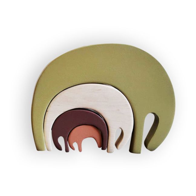 Elefante da impilare, in legno. | Verde