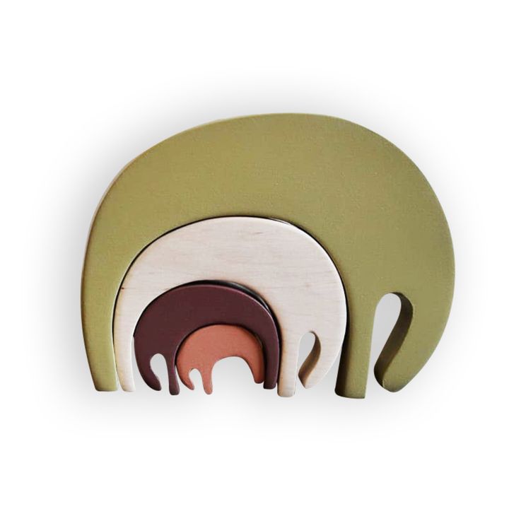 Eléphant à empiler en bois | Vert- Image produit n°0