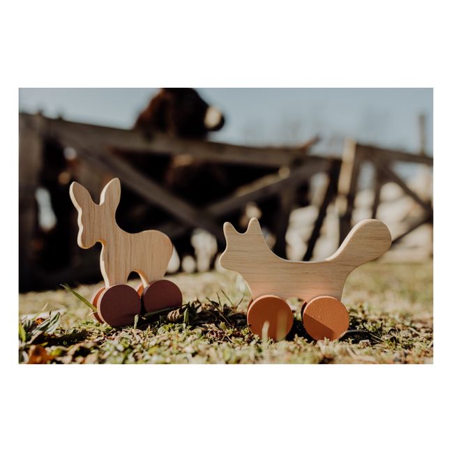Renard et Biche à pousser en bois