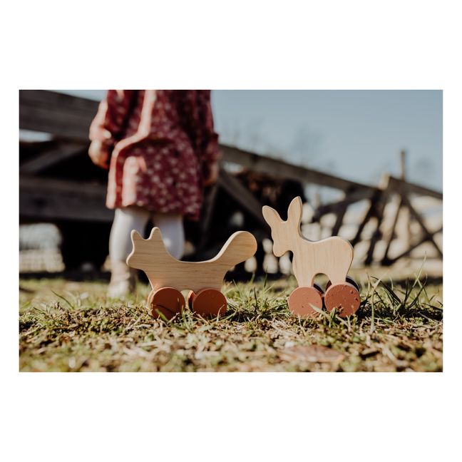 Renard et Biche à pousser en bois