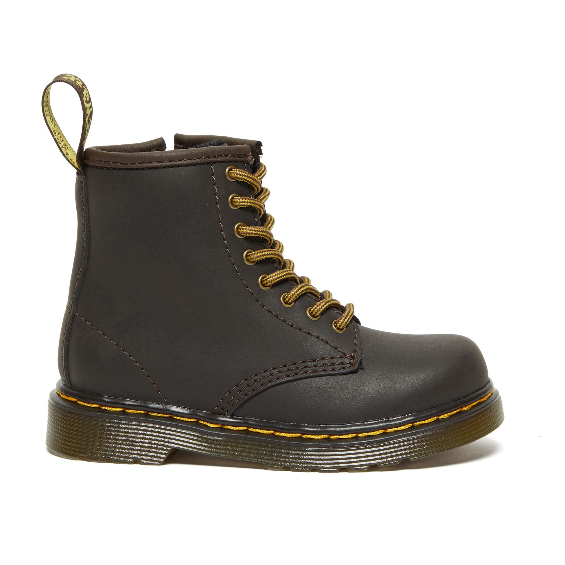 Dr Martens - Boots à Lacets 1460 Cuir Enduit - Fille - Marron