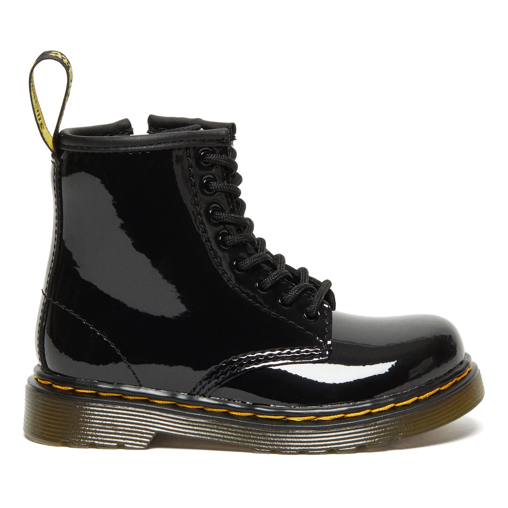 Dr Martens Boots Lacets 1460 Cuir Verni Noir Smallable