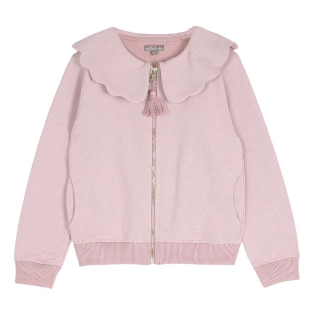 Organic Cotton Zipped Sweatshirt Pale pink