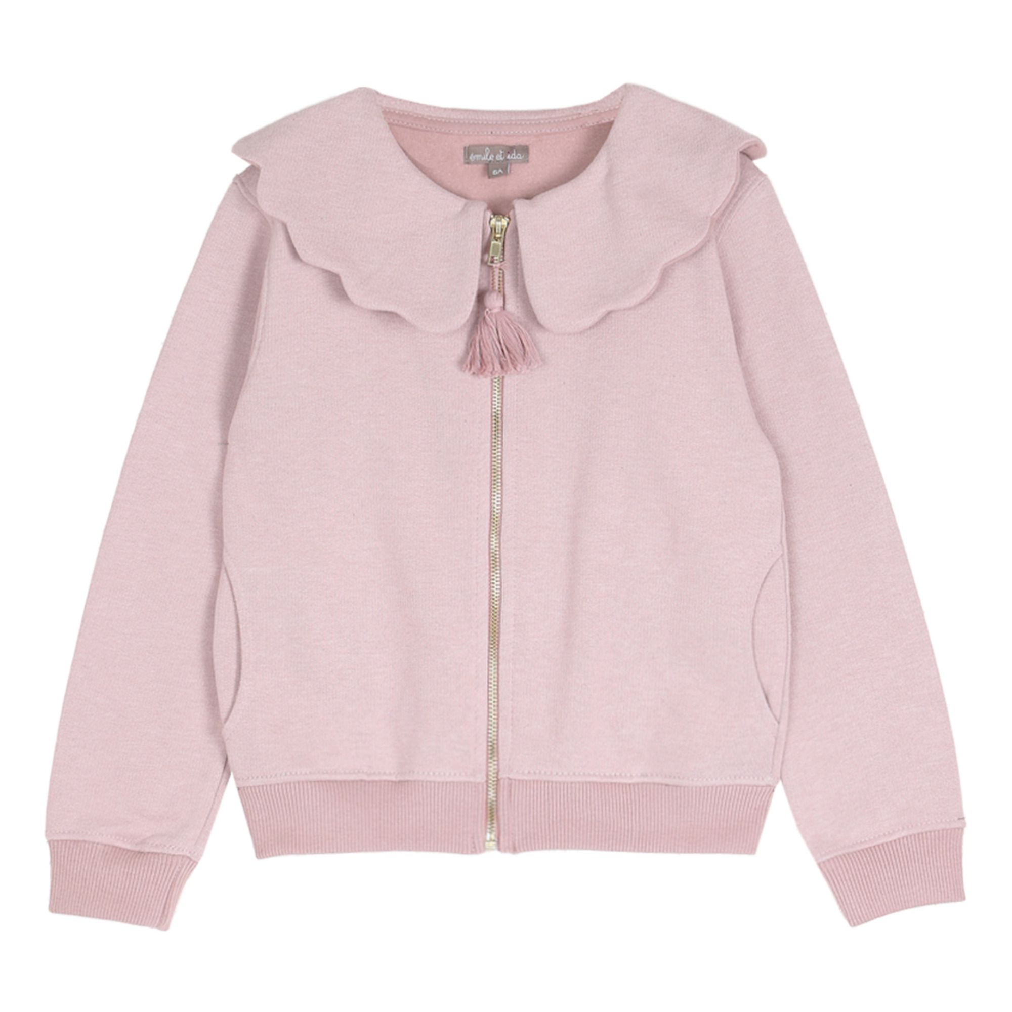 Emile et Ida - Sweat Zippé Coton Bio - Fille - Rose pâle
