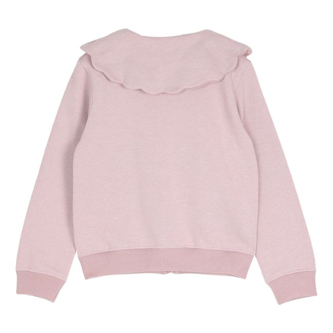Organic Cotton Zipped Sweatshirt Pale pink